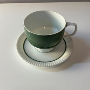 Set: 6x Kaffeetasse mit Untertasse Modulation Secunda grün von Tapio Wirkkala für Rosenthal