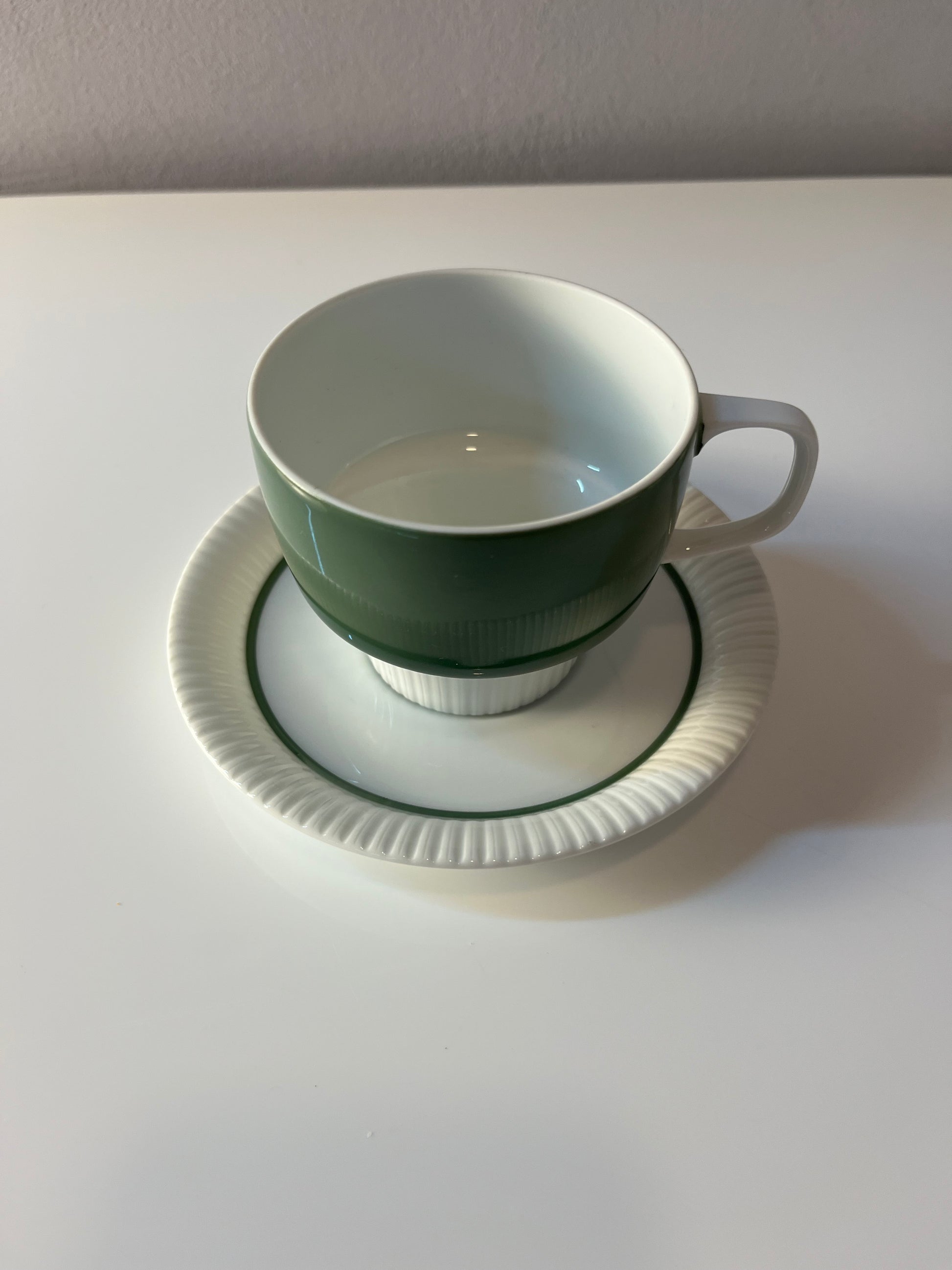 Set: 6x Kaffeetasse mit Untertasse Modulation Secunda grün von Tapio Wirkkala für Rosenthal