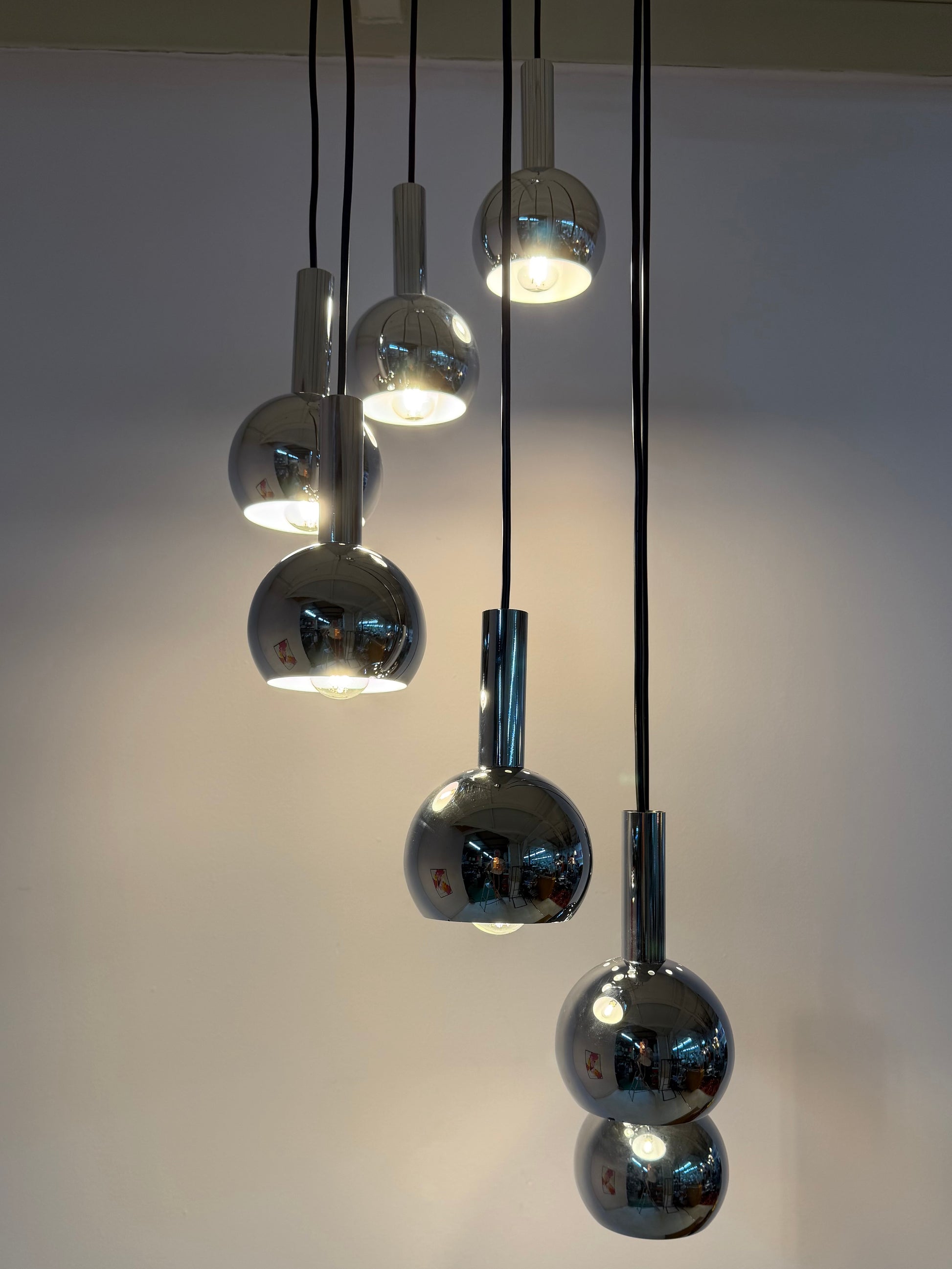 Kaskadenlampe 7-flammig Chrom von Richard Essig
