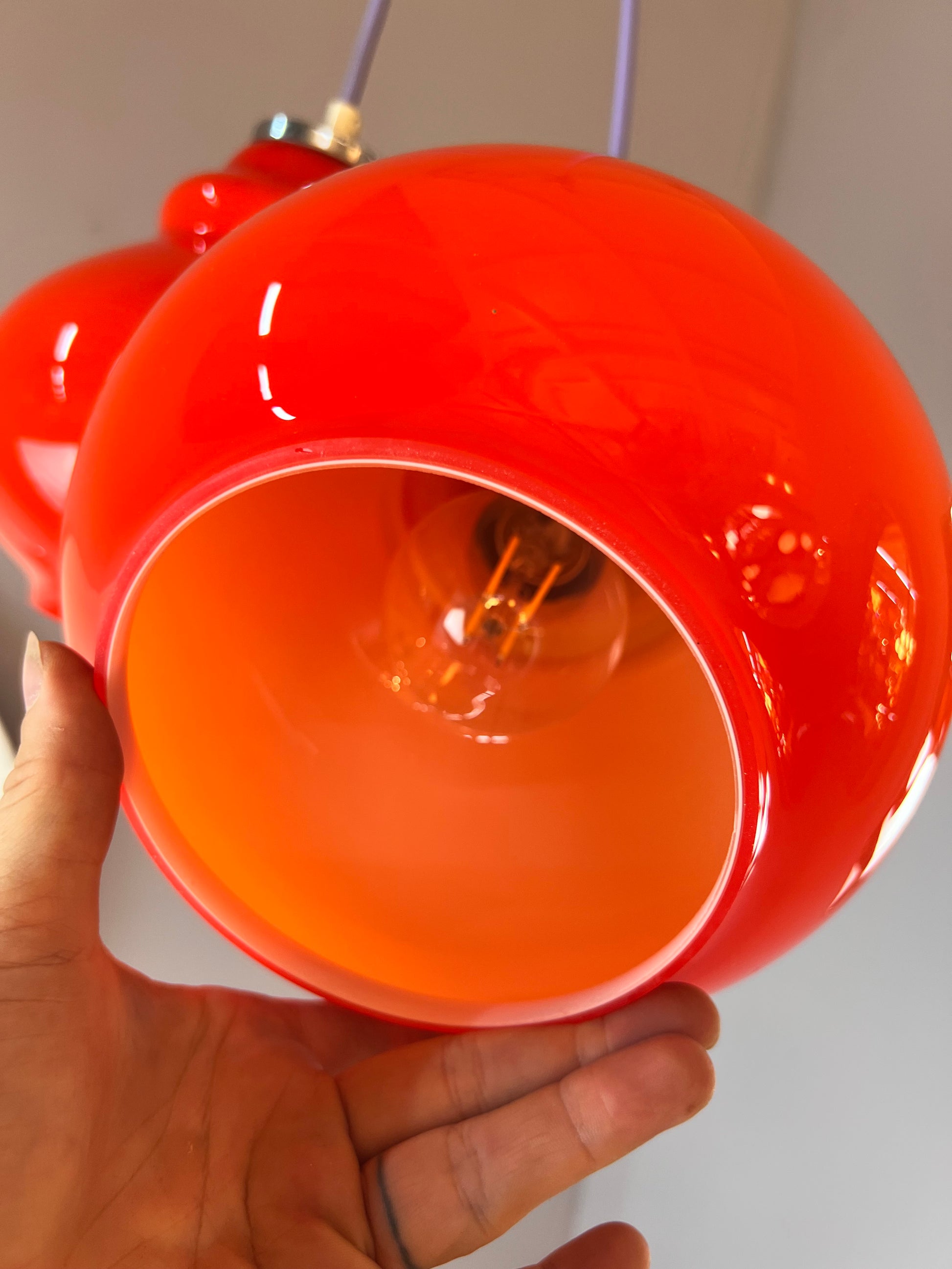 Hängelampe orange Glas aus Westddeutschland