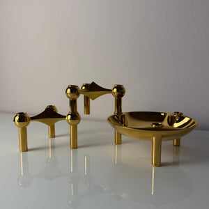 Set: 2 Kerzenständer und 1 Schale gold von Stoff & Nagel