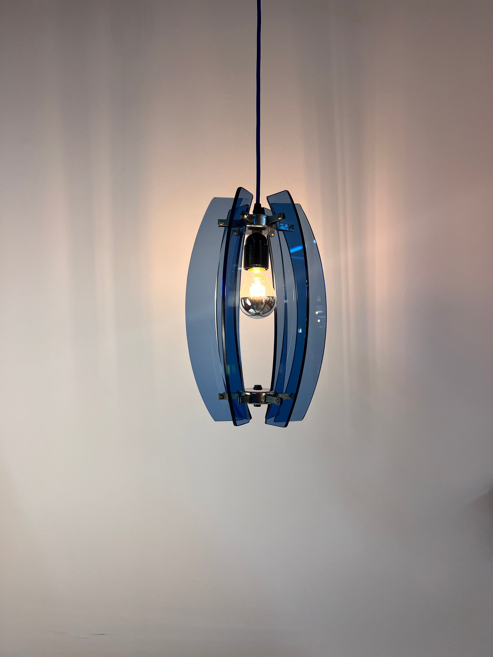 Hängelampe blau Glas von Veca aus Italien