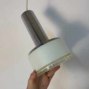 Hängelampe weiß Glas Chrom aus den Niederlanden