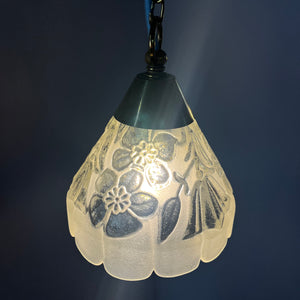 Hängelampe Glas Messing mit Kette aus Dänemark