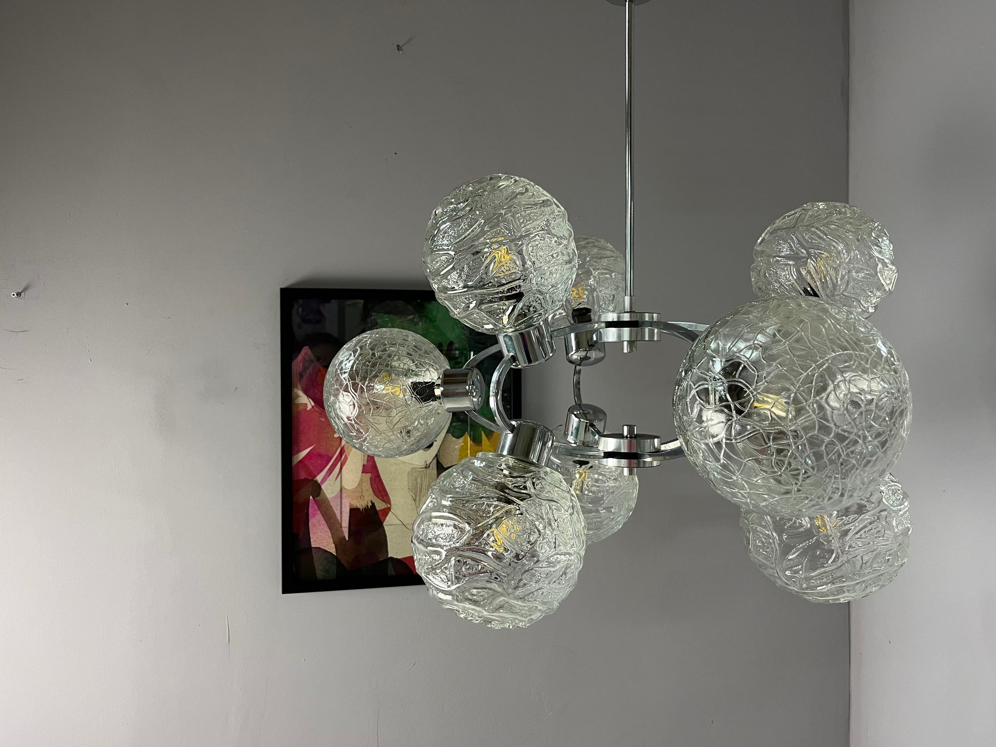 Sputnik Kronleuchter Glas Chrom