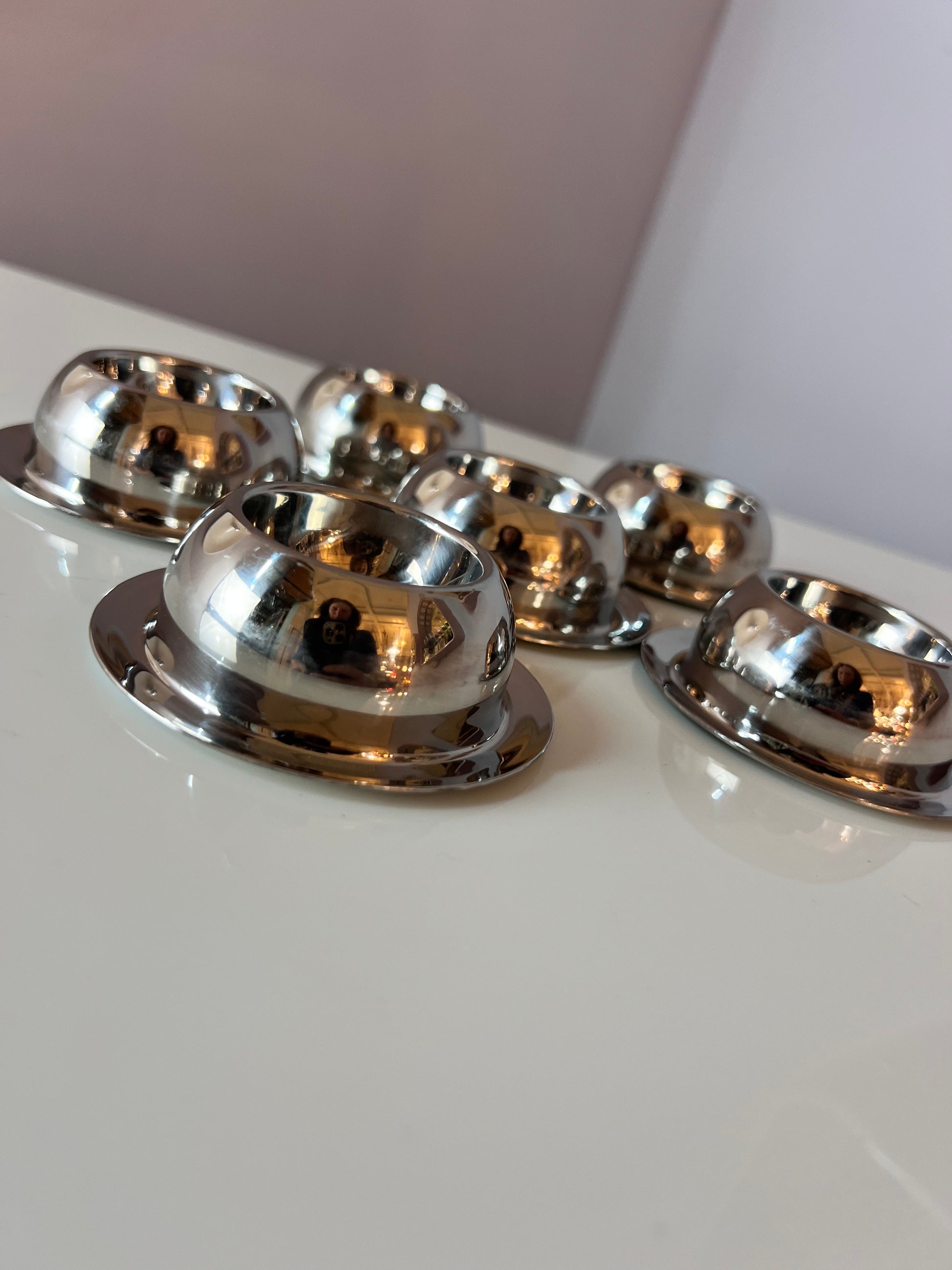 Set: 6x Eierbecher Edelstahl verchromt aus Dänemark