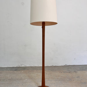 Stehlampe Teak mit Seidenschirm aus Dänemark