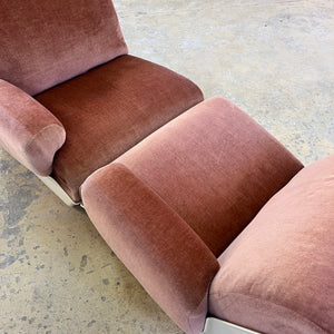 Modularer Schalensessel rosa Samt & Kunststoff