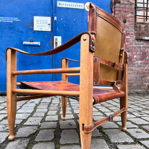 Safari-Sessel mit cognacfarbenem Lederbezug von Aage Bruun & Søn