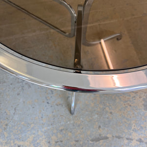 Ovaler Esstisch Chrom & Rauchglas von Gastone Rinaldi für Rima