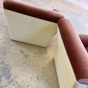 Modularer Schalensessel rosa Samt & Kunststoff