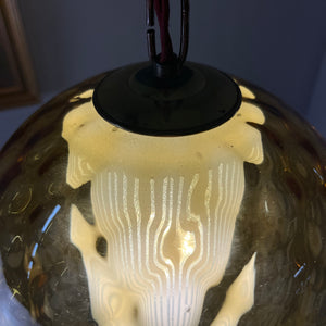 Kugellampe gelb Glas mit Kette aus Dänemark