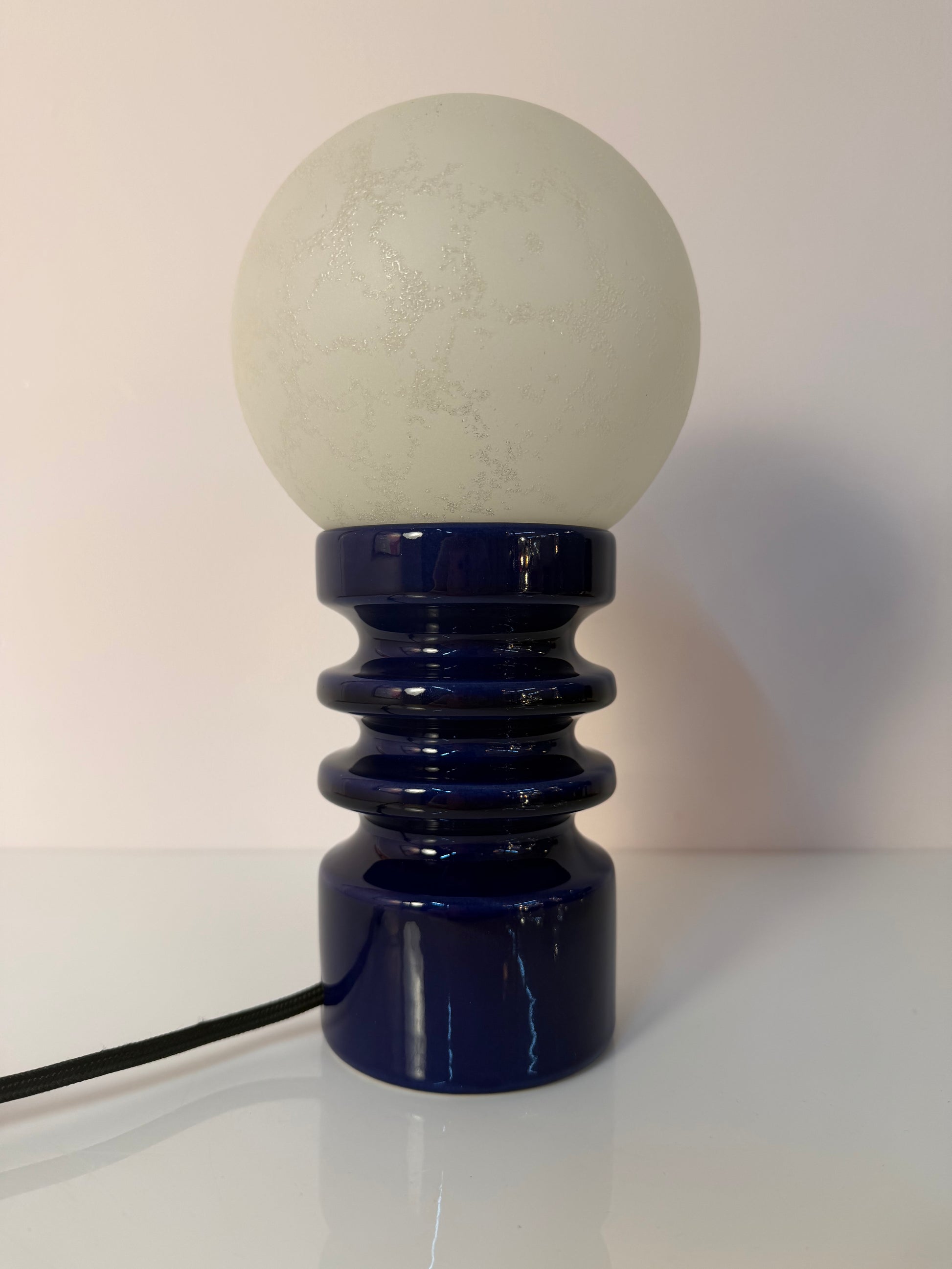 Tischlampe blau Keramik Glas von Cari Zalloni für Dümler & Breiden