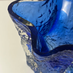 Vase blau Glas von Kai Blomqvist für Riihimaki / Riihimaen Lasi Oy