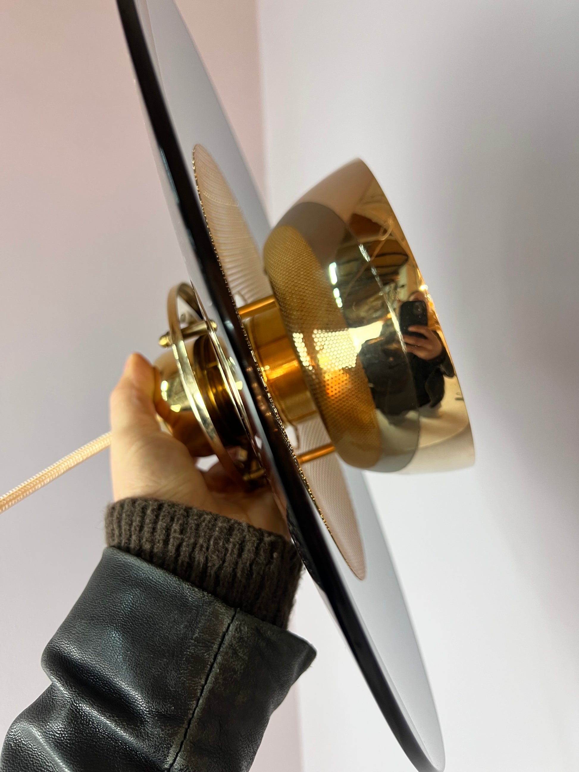 Lamellenlampe Gold Rauchglas aus Dänemark