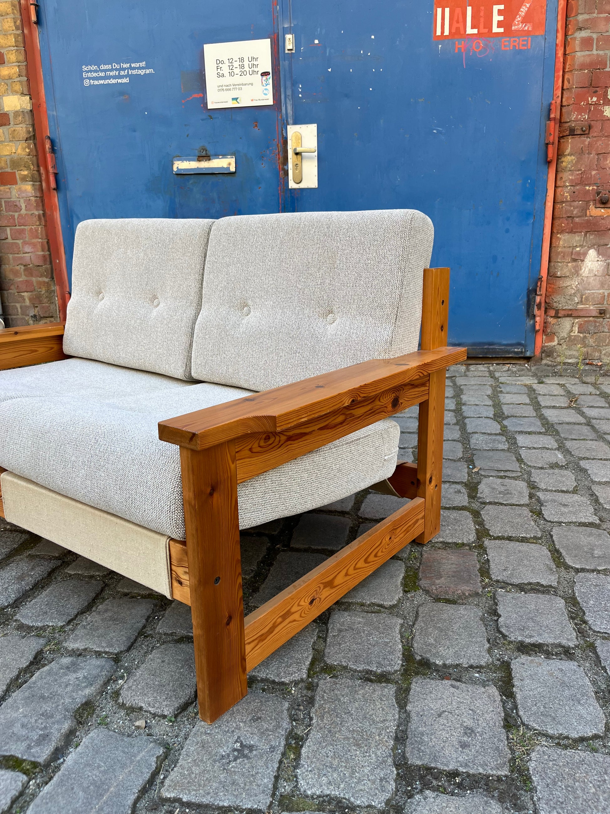 2-Sitzer Sofa beige grau Safari Style