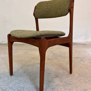 Polsterstuhl grün Teak neu gepolstert von Erik Buch