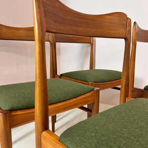 Set: 4x Polsterstuhl grün Teak