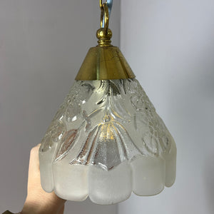 Hängelampe Glas Messing mit Kette aus Dänemark