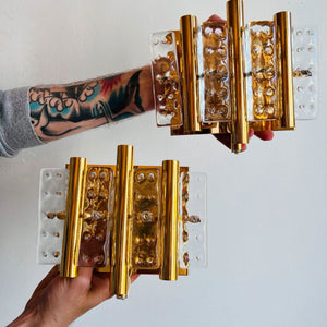 Set: 2x Wandlampe gold Carl Fagerlund für Orrefors
