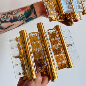 Set: 2x Wandlampe gold Carl Fagerlund für Orrefors