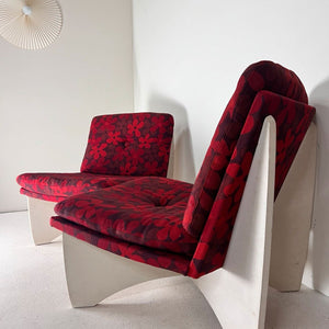 Sessel Flowerpower rot weiß mit Blumenmuster