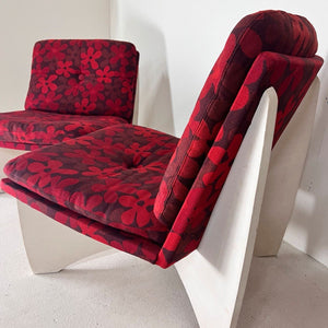 Sessel Flowerpower rot weiß mit Blumenmuster