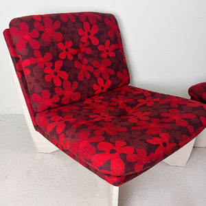 Sessel Flowerpower rot weiß mit Blumenmuster
