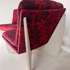 Sessel Flowerpower rot weiß mit Blumenmuster