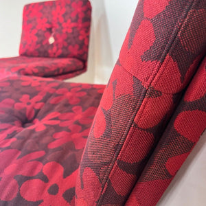 Sessel Flowerpower rot weiß mit Blumenmuster
