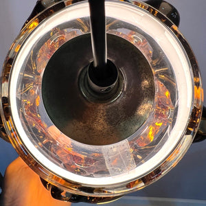 Hängelampe bernsteinfarben mundgeblasenes Glas