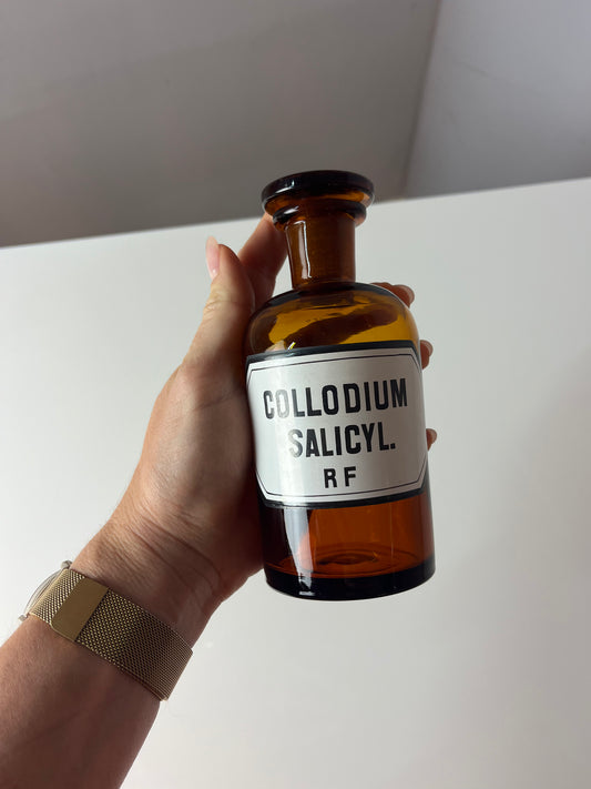 Apothekerglas Collodium Salicylic. RF braun