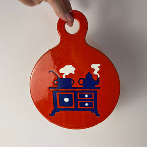 Wanddeko blau rot mit Küchenmotif von Wächtersbach