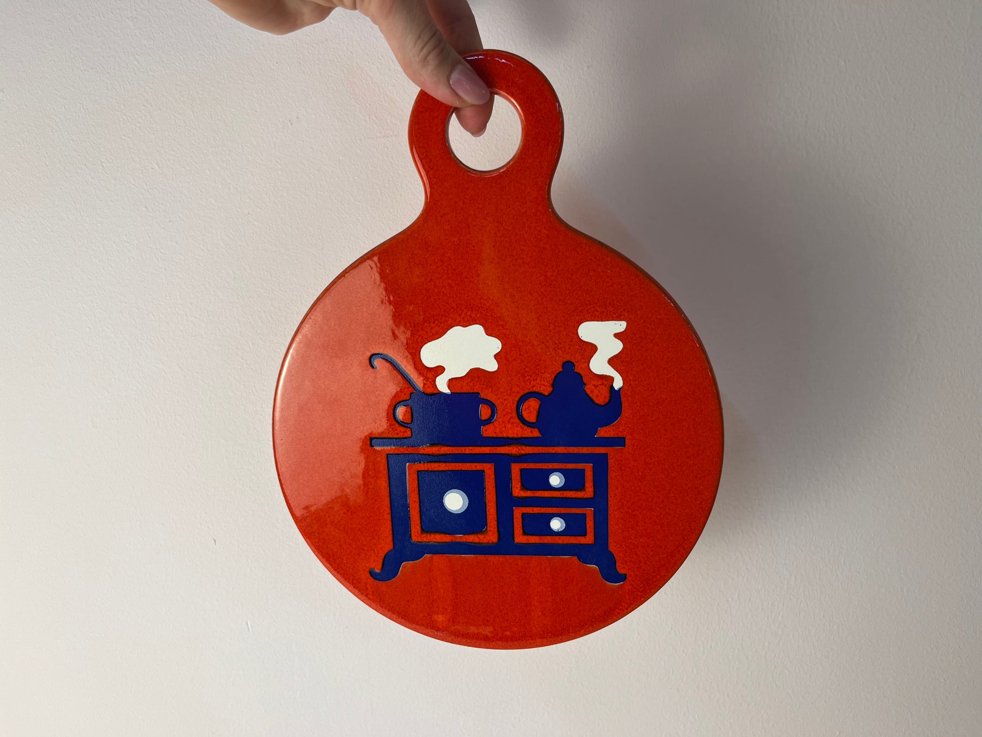 Wanddeko blau rot mit Küchenmotif von Wächtersbach
