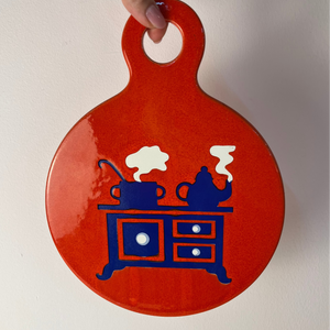 Wanddeko blau rot mit Küchenmotif von Wächtersbach