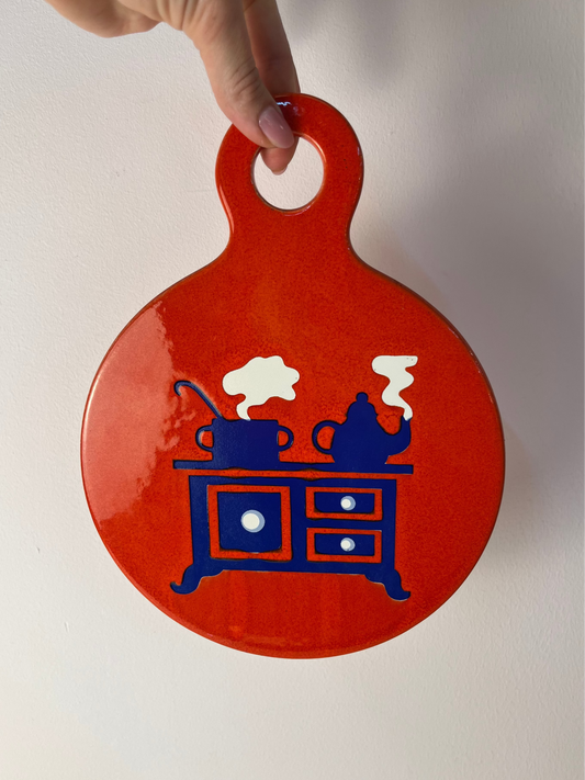 Wanddeko blau rot mit Küchenmotif von Wächtersbach