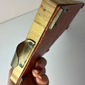 Tablett mit Stroh Intarsien und Messinggriffen von Josa
