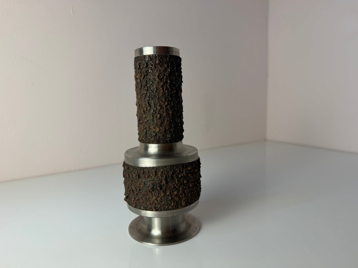 Brutalistische Vase silber braun