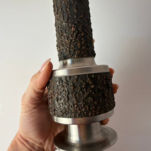 Brutalistische Vase silber braun
