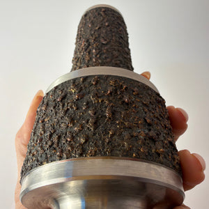 Brutalistische Vase silber braun