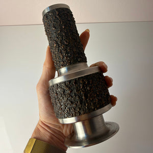 Brutalistische Vase silber braun