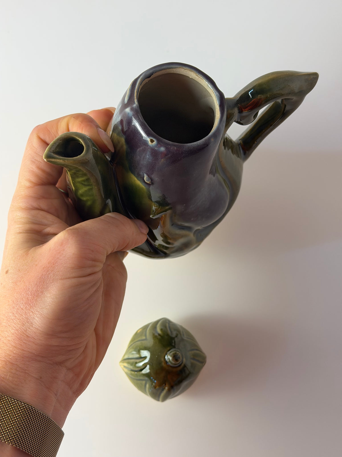 Set: Kanne & 4 Tassen in Auberginenform für Likör