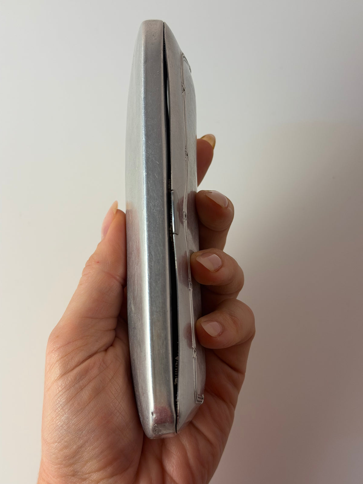 Brillenetui silber mit Prägung aus Dänemark