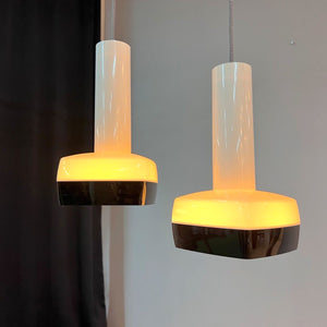 Hängelampe schwarz weiß von Bent Karlby für Schrøder-Kemi