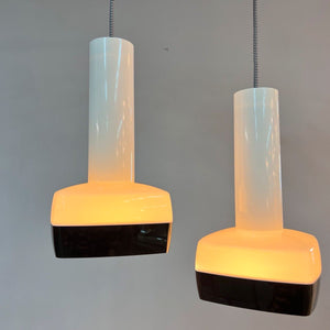 Hängelampe schwarz weiß von Bent Karlby für Schrøder-Kemi
