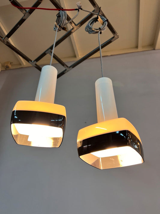 Hängelampe schwarz weiß von Bent Karlby für Schrøder-Kemi