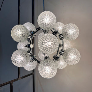 Sputnik Kugel Kronleuchter weiß Chrom