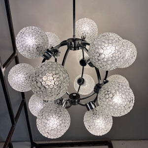 Sputnik Kugel Kronleuchter weiß Chrom
