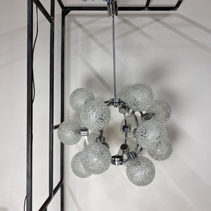 Sputnik Kugel Kronleuchter weiß Chrom