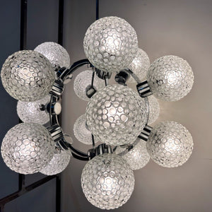 Sputnik Kugel Kronleuchter weiß Chrom